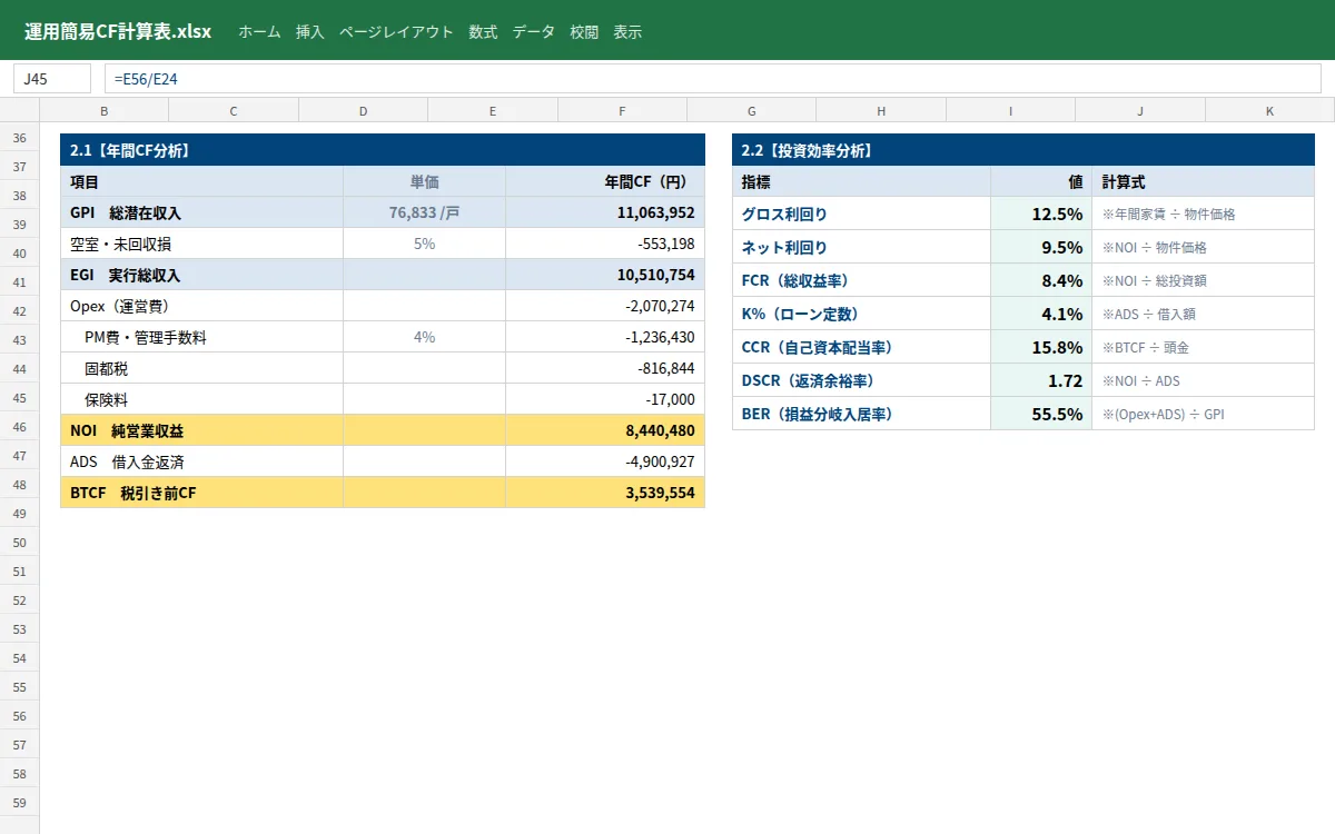 運用簡易CF計算表