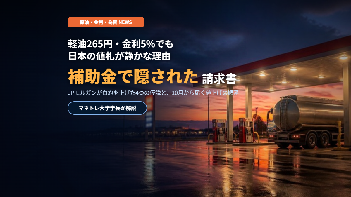 原油高で金利5%時代2026｜補助金で隠された日本の「請求書」が10月に届く理由をマネトレ大学学長が解説