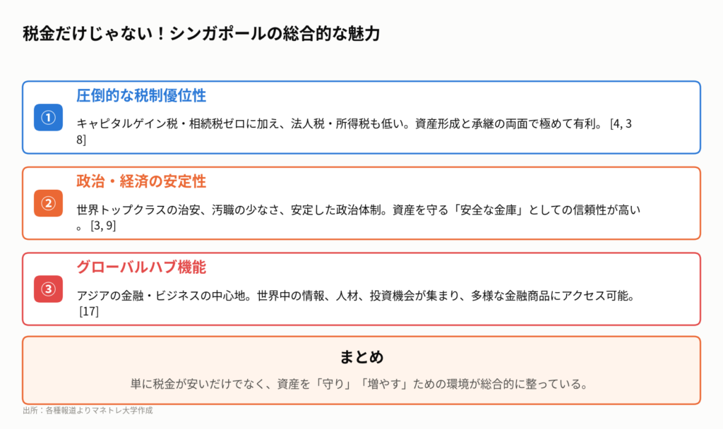 図3:シンガポールが富裕層に選ばれる3つの理由