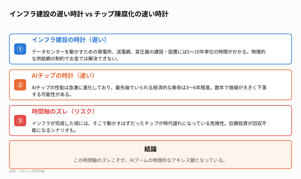図1：AIブームの裏で進む「2つの時計」のズレ