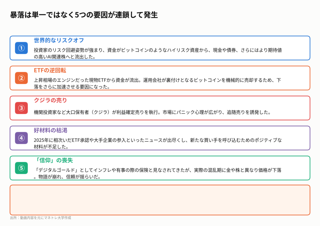 図2：今回のビットコイン暴落、5つの複合要因